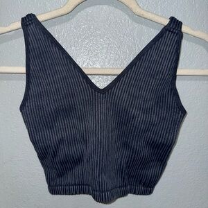 90 Degree By Reflex Charcoal Ribbed Crop Top